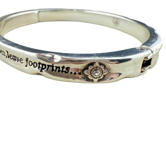 Brighton Silver-Tone Hinged Bangle Bracelet Inspirational Engraved Message With - Picture 4 of 9
